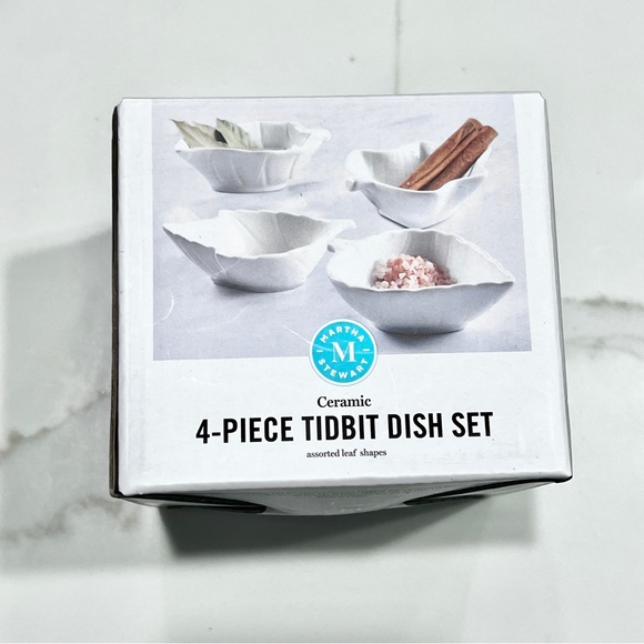 Martha Stewart Ceramic Tidbit 4-Piece Dish Set White Sauce - Picture 2 of 9